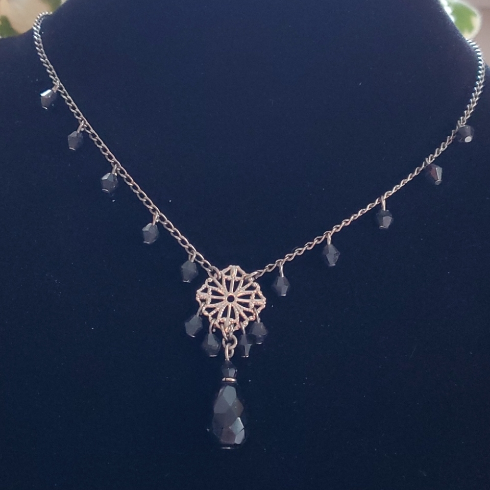 Necklace with Black Rhinestones